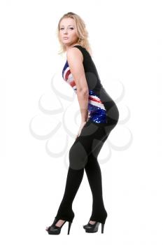 Royalty Free Photo of a Woman in a Union Jack Shirt