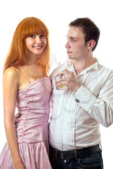 Royalty Free Photo of a Young Couple With Alcohol