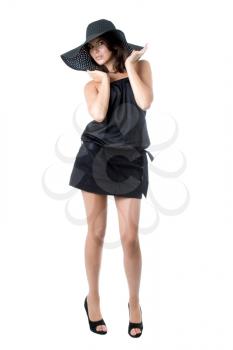 Royalty Free Photo of a Woman in a Black Hat