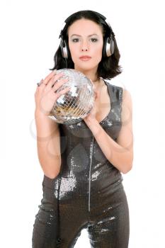 Portrait of woman with a mirror ball in her hands