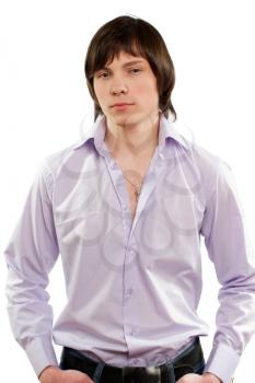 Young man in a shirt. Isolated on white