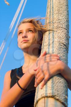 Closeup portrait of a cute teen girl outdoors