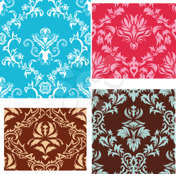 Damask seamless vector backgrounds set.  For easy making seamless pattern just drag all group into swatches bar, and use it for filling any contours.