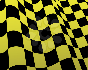 Yellow and black checked racing flag. Vector illustration. 