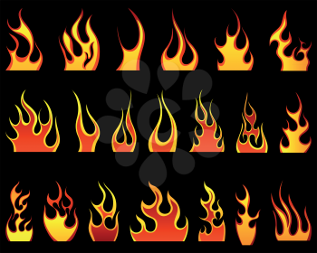 Set of different fire patterns for design use