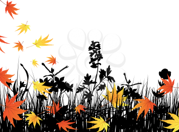 Vector grass silhouettes background. All objects are separated.