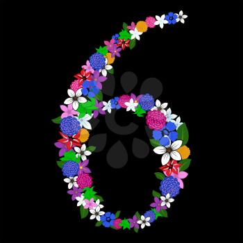 Floral numeral for using in web and print design. Vector illustration.