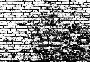 Grunge white and black brick wall background. Vector illustration.