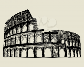 Roman coliseum. Vector sketch illustration for design use. 
