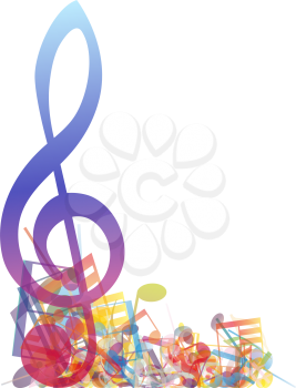 Multicolour  musical notes staff background. Vector illustration. 