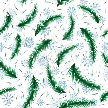 Winter snowflake and fir brunch seamless pattern. For easy making seamless pattern just drag all group into swatches bar, and use it for filling any contours. 