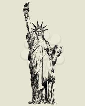 Statue of Liberty. Vector sketch illustration for design use. 
