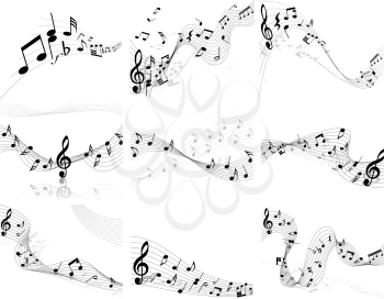 Vector musical note staff background set for design use