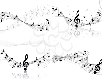 Vector musical notes staff set for design use