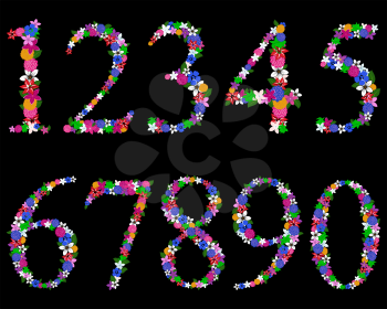 Floral numerals for using in web and print design. Vector illustration.