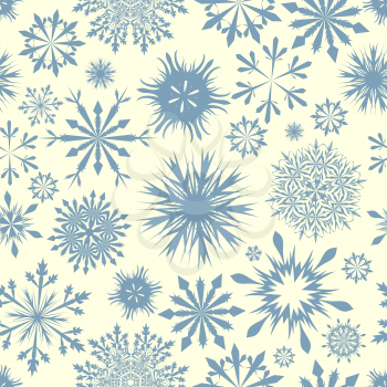 Seamless snowflakes background for winter and christmas theme. Vector illustration.