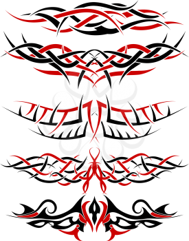 Black with red patterns of tribal tattoo for design use