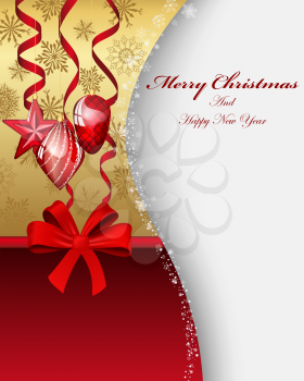 Beautiful Christmas (New Year) card. Vector illustration with transparency and mesh EPS10.