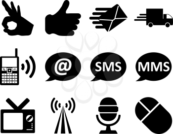 Office and communication icon set. Vector illustration.