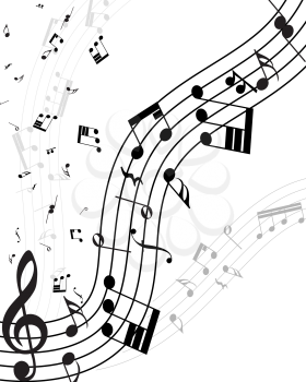 Musical note staff with lines. Vector illustration.