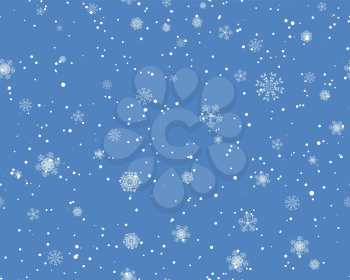 Seamless snowflakes background for winter and christmas theme. Vector illustration.
