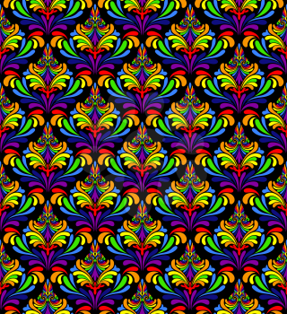 Colourfull  seamless damask ornate  pattern