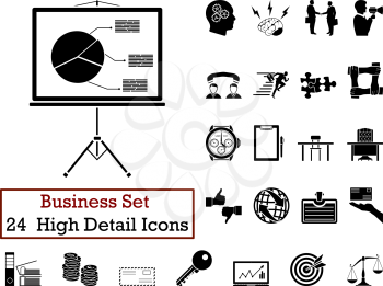 Set of 24 Business Icons in Black Color.