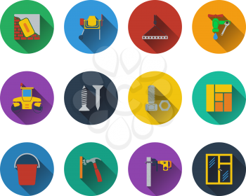 Set of construction icons in flat design