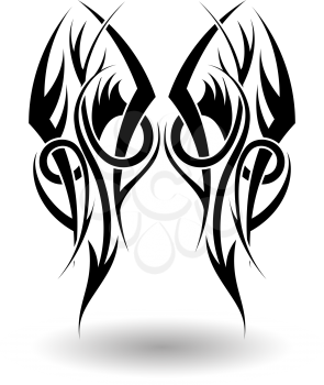 Hand Drawn Tribal Tattoo in Wings Shape