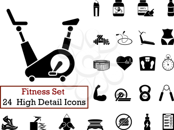 Set of 24 Fitness Icons in Black Color.