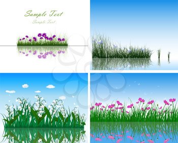 Set of 4 Grass on Water backgrounds. 