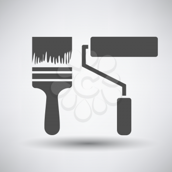 Construction paint brushes icon on gray background with round shadow. Vector illustration.