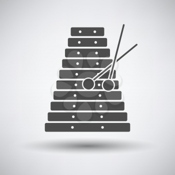 Xylophone icon on gray background with round shadow. Vector illustration.