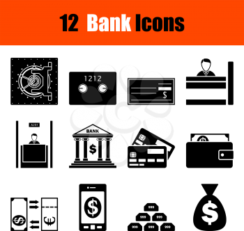 Set of twelve bank icons. Vector illustration.