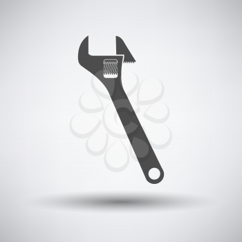 Adjustable wrench  icon on gray background with round shadow. Vector illustration.