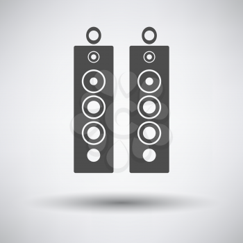 Audio system speakers icon on gray background with round shadow. Vector illustration.