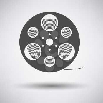 Film reel icon on gray background with round shadow. Vector illustration.
