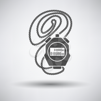 Coach stopwatch  icon on gray background with round shadow. Vector illustration.