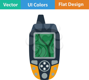 Flat design icon of portable GPS device in ui colors. Vector illustration.