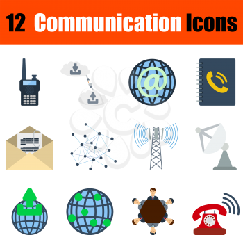Flat design communication icon set in ui colors. Vector illustration.