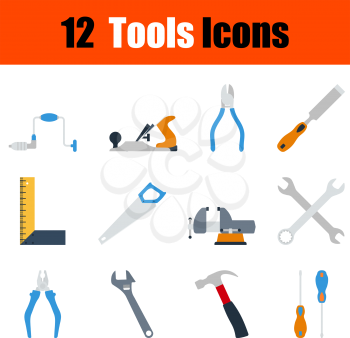 Flat design tools icon set in ui colors. Vector illustration.