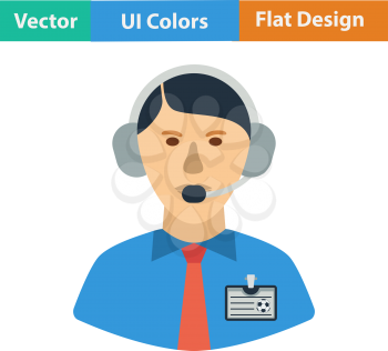 Flat design icon of football commentator in ui colors. Vector illustration.