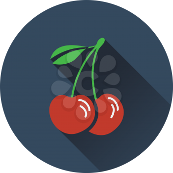 Cherry icon. Flat design. Vector illustration.