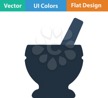 Mortar and pestle icon. Flat design. Vector illustration.