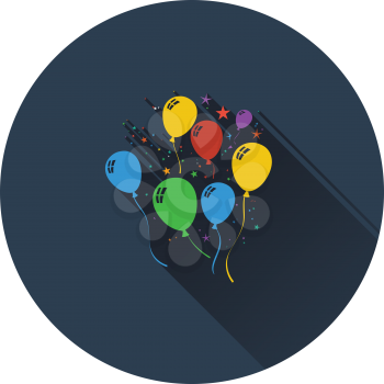 Party balloons and stars icon. Flat design. Vector illustration.