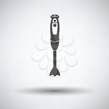 Hand blender icon on gray background with round shadow. Vector illustration.