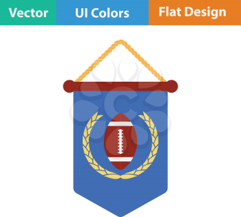 American football pennant icon. Flat color design. Vector illustration.