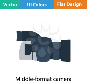 Icon of premium photo camera. Flat color design. Vector illustration.