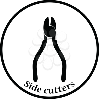 Icon of side cutters. Thin circle design. Vector illustration.