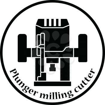 Icon of plunger milling cutter. Thin circle design. Vector illustration.